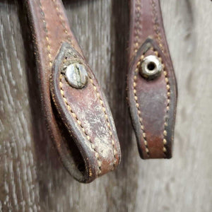 Double Leather Headstall, rivets *gc, v.dirty, residue, scraped edges, gunk