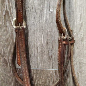Double Leather Headstall, rivets *gc, v.dirty, residue, scraped edges, gunk