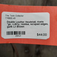 Double Leather Headstall, rivets *gc, v.dirty, residue, scraped edges, gunk
