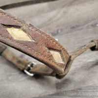Thick Western Cavesson Noseband *fair/gc, v.dirty, v.tight keepers, scrapes, faded, rubs, scraped edges, residue
