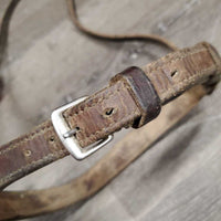 Thick Western Cavesson Noseband *fair/gc, v.dirty, v.tight keepers, scrapes, faded, rubs, scraped edges, residue
