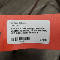 Flat Cavasson *fair/gc, chewed, unstitched seams, zholes, scrapes, dirt, older, stains
