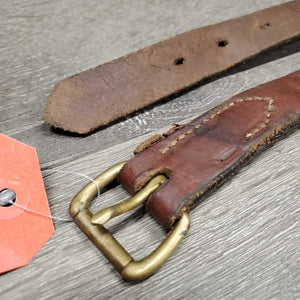Soft Thick Flat Leather Breastcollar? Strap, Brass Buckle *cut keepers, gc, clean, rubs, stains, scratches