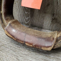 1 ONLY Leather Wrapped Western Stirrup, engraved silver *gc, dirt, stains, scratches, rubs, rust
