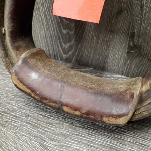 1 ONLY Leather Wrapped Western Stirrup, engraved silver *gc, dirt, stains, scratches, rubs, rust