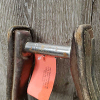 1 ONLY Leather Wrapped Western Stirrup, engraved silver *gc, dirt, stains, scratches, rubs, rust
