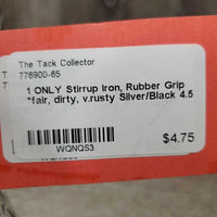 1 ONLY Stirrup Iron, Rubber Grip *fair, dirty, v.rusty