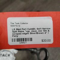 LS Med Port CurbBit, Soft Narrow Split Reins *vgc, clean, mnr film & scraped edges