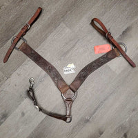 2.75" Tooled Leather Western Breastcollar, snap *xc/vgc, v.mnr dirt, rubs & film
