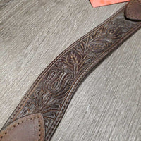 2.75" Tooled Leather Western Breastcollar, snap *xc/vgc, v.mnr dirt, rubs & film
