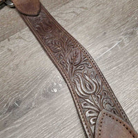 2.75" Tooled Leather Western Breastcollar, snap *xc/vgc, v.mnr dirt, rubs & film
