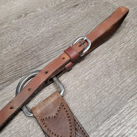 2.75" Tooled Leather Western Breastcollar, snap *xc/vgc, v.mnr dirt, rubs & film