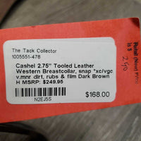 2.75" Tooled Leather Western Breastcollar, snap *xc/vgc, v.mnr dirt, rubs & film
