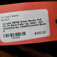 MENS Dress Boots, Pull On, Pr Boot Pulls *gc, older, mnr stretched els, folded/creased

