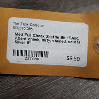 Med Full Cheek Snaffle Bit *FAIR, v.bent cheek, dirty, stained, scuffs
