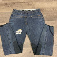 Thick Eurosat Denim Breeches *gc, stiff, mnr faded, threads, v.rubbed seat