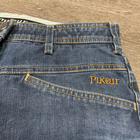 Thick Eurosat Denim Breeches *gc, stiff, mnr faded, threads, v.rubbed seat
