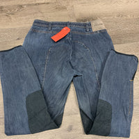 Thick Eurosat Denim Breeches *gc, stiff, mnr faded, threads, v.rubbed seat
