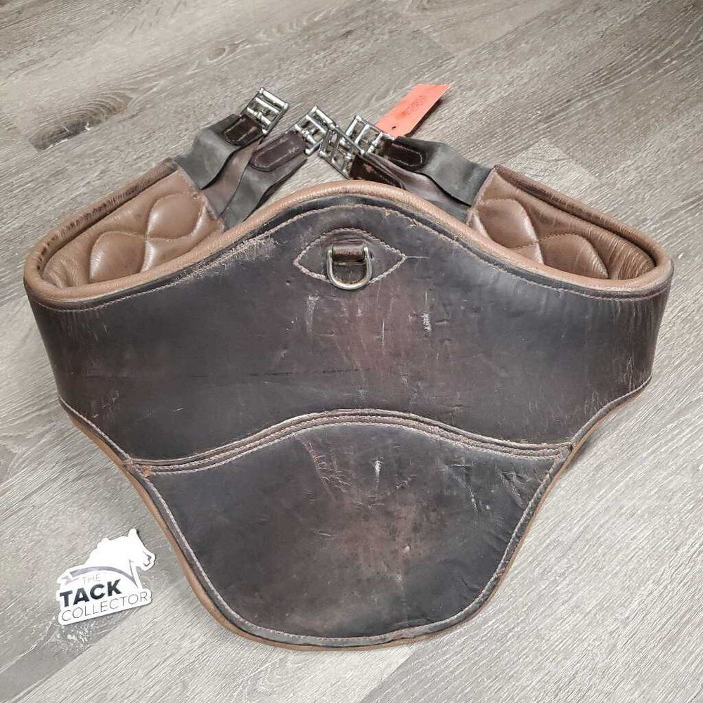 Lg Belly Girth, 2x els, center d ring *gc/fair, clean, faded, stains, rubs, residue, hairy seams, older
