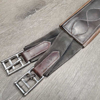 Lg Belly Girth, 2x els, center d ring *gc/fair, clean, faded, stains, rubs, residue, hairy seams, older
