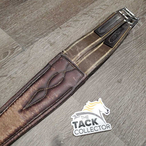 Padded Girth, 2x els *gc/fair, UNDONE stitching, rubs, faded, dirt, stains, stretched