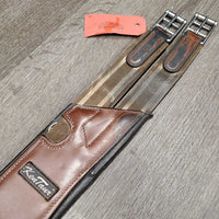 Lg Belly Girth, 2x els, center d ring & strap *gc/fair, scratches, rubs, scrapes, stretched strap, peeled d ring, clean, hairy seams
