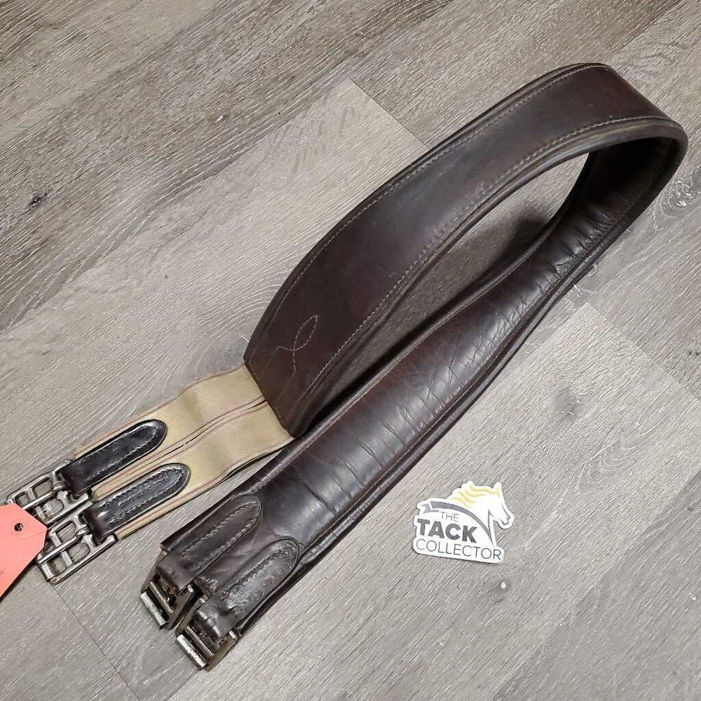 Narrow LKeather Girth, 1x els *gc, dirty, rubs, faded, rust, older