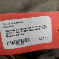 Narrow LKeather Girth, 1x els *gc, dirty, rubs, faded, rust, older
