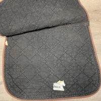 Quilt Dressage Saddle Pad, 1x piping *gc, dirt, stains, hair, faded, puckered, weak girth velcro, sm hole
