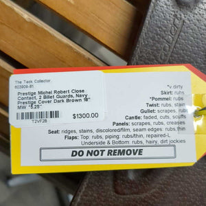 18" MW *5.25" Prestige Michel Robert Close Contact, 2 Billet Guards, Navy Prestige Cover, Foam Panels, Med/Lg Front & Back Blocks, Flaps: 14"L x 13"W Serial #: 1833 00360215 S3