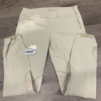 Euroseat Breeches, Side Zip, Leather Knees *gc, older, hairy velcro, threads, seam puckers, mnr stains, rubbed & pilly ankles
