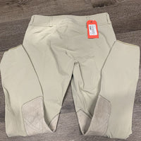 Euroseat Breeches, Side Zip, Leather Knees *gc, older, hairy velcro, threads, seam puckers, mnr stains, rubbed & pilly ankles
