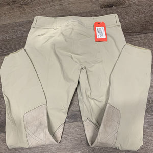 Euroseat Breeches, Side Zip, Leather Knees *gc, older, hairy velcro, threads, seam puckers, mnr stains, rubbed & pilly ankles