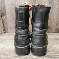 Pr Paddock Boots, zips *fair, cracked, big hole, loose soles, older, dirty, clumps inside, rubs, faded

