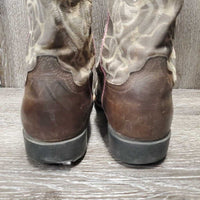 Square Toe Cowgirl Boots *gc, dirt, stains, rubs, sole wear, scratches, scuffed toes, unstitched seam PROCEEDS DONATED
