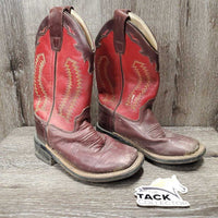 Children's Square Toe Cowboy Boots *gc, dirt, toe scuffs, scratches, sm lining tears
