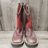 Children's Square Toe Cowboy Boots *gc, dirt, toe scuffs, scratches, sm lining tears PROCEEDS DONATED
