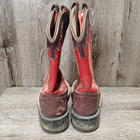 Children's Square Toe Cowboy Boots *gc, dirt, toe scuffs, scratches, sm lining tears PROCEEDS DONATED
