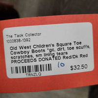 Children's Square Toe Cowboy Boots *gc, dirt, toe scuffs, scratches, sm lining tears PROCEEDS DONATED
