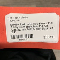 Hvy Fleece Full Sticky Seat Breeches, Pull On *vgc/xc, mnr hair & pilly
