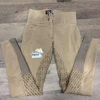 Full Sticky Seat Breeches, High Waist *gc, faded, discolroed seat & legs, older, mnr stains
