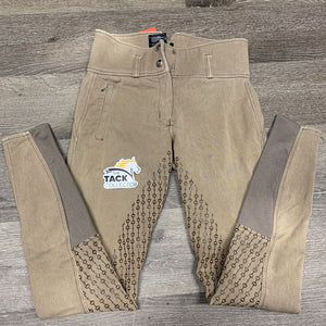 Full Sticky Seat Breeches, High Waist *gc, faded, discolroed seat & legs, older, mnr stains