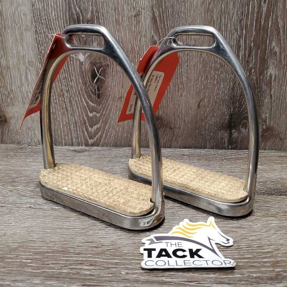 Pr Hvy Fine Stirrup Irons, grips *gc/fair, rust spots, scratches, dings, grips: v.stiff/hard & discolroed