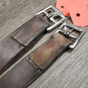 Pr Thick Wide Stirrup Leathers *vgc/gc, older, rubs, bent, twist, scrapes