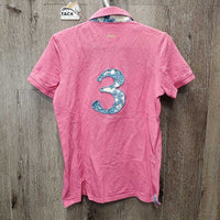 SS Polo Shirt, 1/4 Button Up *gc, mnr fading, puckered collar
