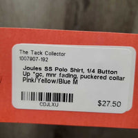 SS Polo Shirt, 1/4 Button Up *gc, mnr fading, puckered collar