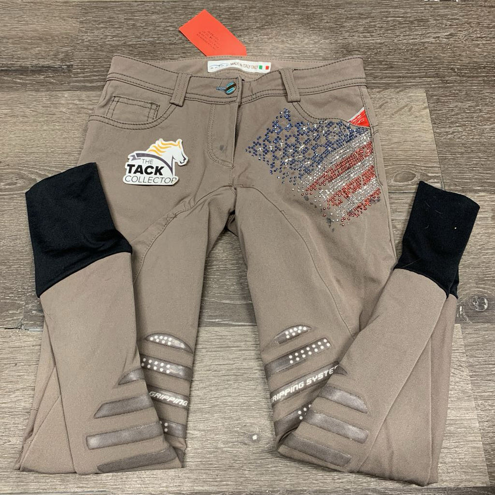 Euroseat Breeches, bling *gc/fair, snags, sm holes, runs, undone stitching, stains, missing bling, peeled knees