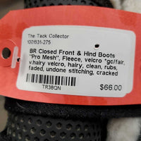 Closed Front & Hind Boots "Pro Mesh", Fleece, velcro *gc/fair, v.hairy velcro, hairy, clean, rubs, faded, undone stitching, cracked edge, stains
