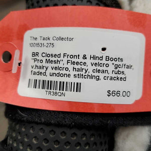 Closed Front & Hind Boots "Pro Mesh", Fleece, velcro *gc/fair, v.hairy velcro, hairy, clean, rubs, faded, undone stitching, cracked edge, stains