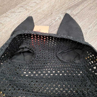 Crochet Ear Bonnet Fly Veil, piping *gc, faded, no string, curled, discolored, clean, puckered
